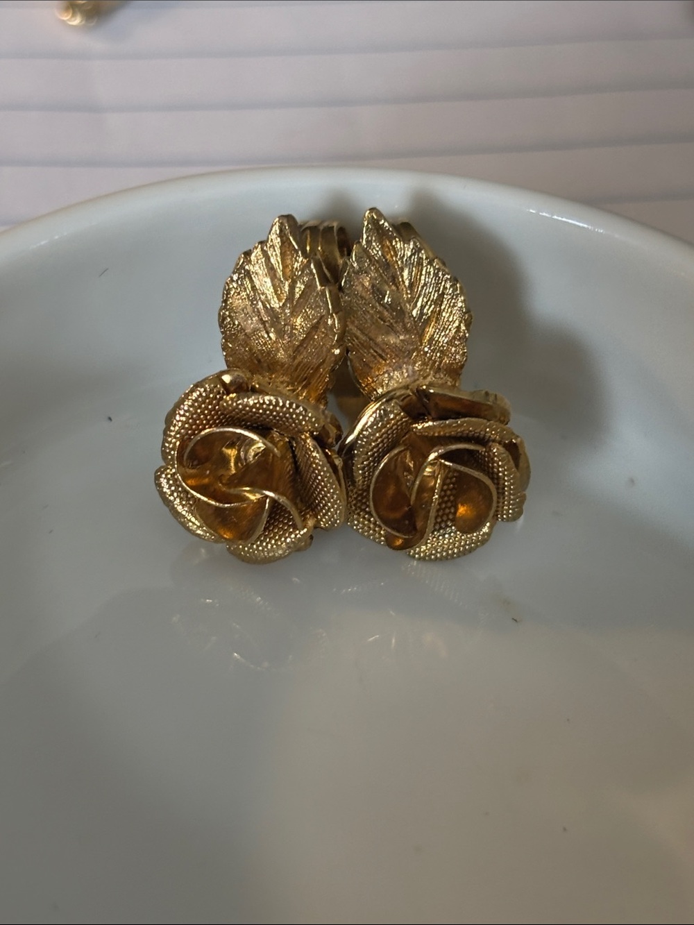Gold Rose Leaf Clip-On Earrings - Women Jewelry vintage